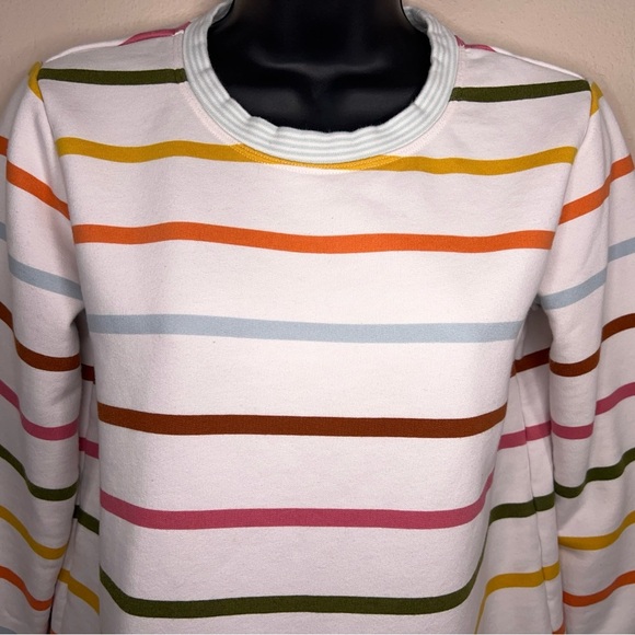 XS Lands End Striped Sweatshirt Long Sleeve Preppy Rainbow Colorful - Picture 11 of 14